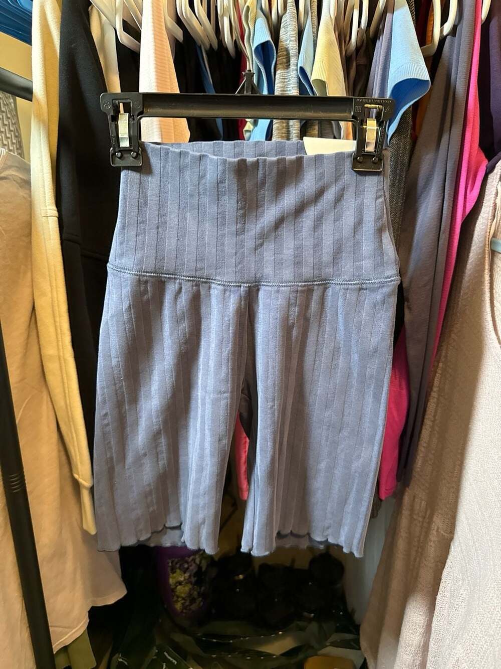 OFFLINE by Aerie Hi-Rise Ribbed Biker Shorts in Blue